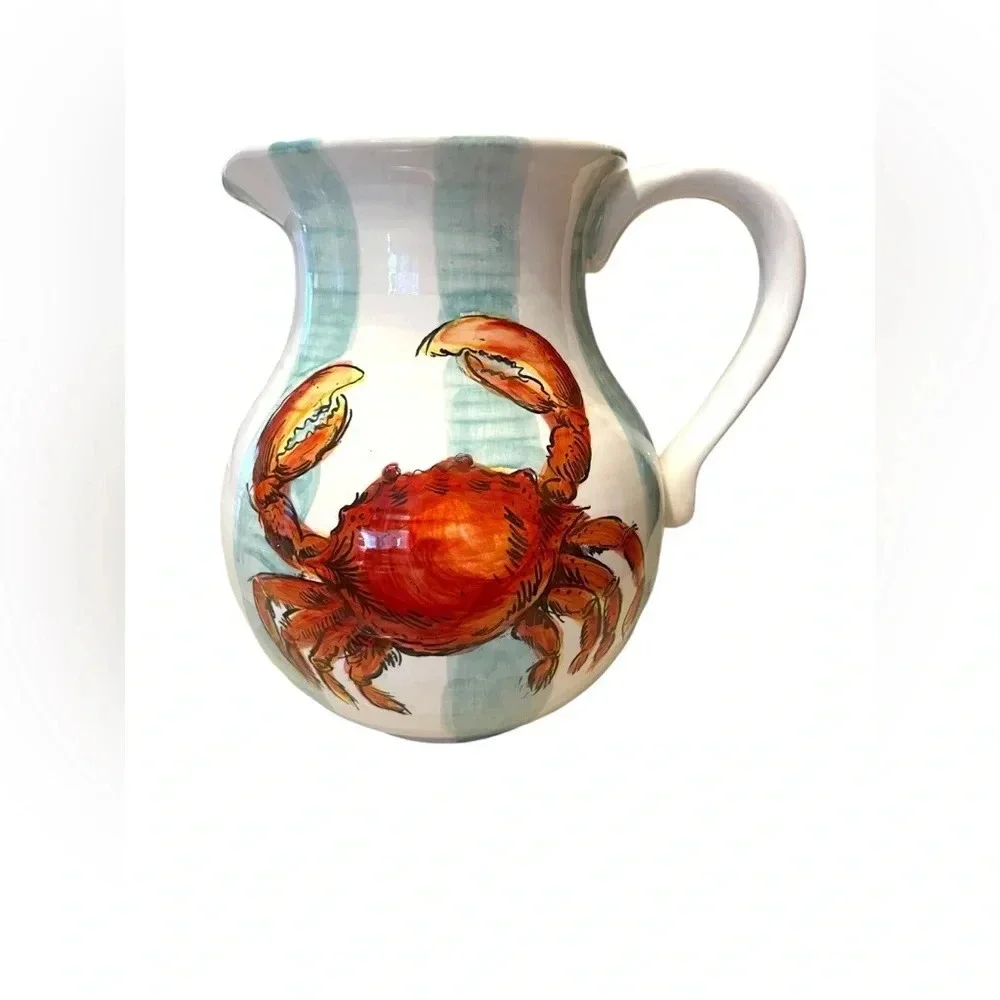Maxcera CRAB STRIPE Pitcher Ocean Beach Nautical